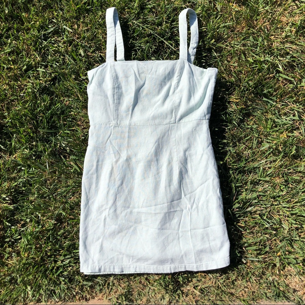 Forever 21 Sage Green Linen Mini Dress